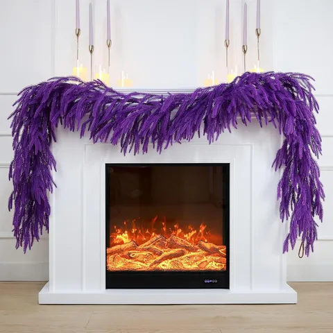 Ghirlanda di Natale in Pino di Norfolk Viola Decorazione Appendibile in Abete Artificiale per Porta Camino Scale Casa