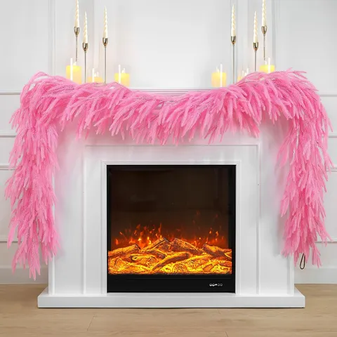 Pink Artificial Norfolk Pine Garland For Valentine's Day Christmas Home Fireplace Decoration Dense Soft Faux Pine Needle Holiday Decor