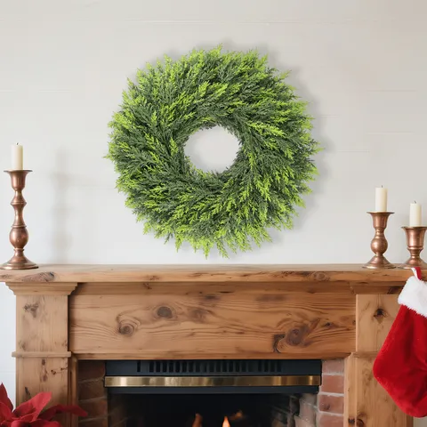 Guirlanda de Navidad de Pino de Norfolk Artificial Realista Vegetación Guirnalda de Invierno Decoración de Puerta Delantera para el Hogar