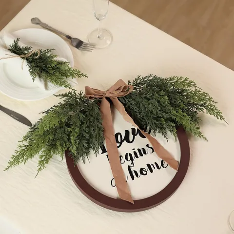 Realistic Artificial Cedar Branches Green Pine Needle Spray For Christmas DIY Garland Vase Decoration Home Outdoor Photography Props Faux Greenery Stem