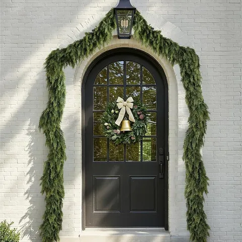 Real Touch Norfolk Pine Garland Artificial Greenery Christmas Decoration For Fireplace Mantel Stair Railing Table Top Home Holiday Wall Hanging Decor