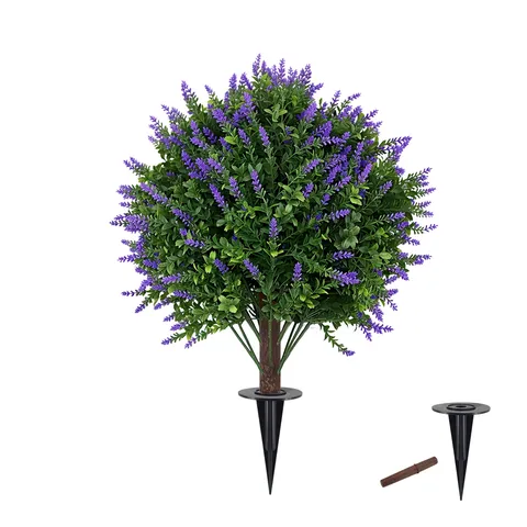 Albero Topiaria Artificiale a Palla di Bosso Con Picchetto Decorazione da Giardino Esterno Pianta Verde Finta per Paesaggistica Patio
