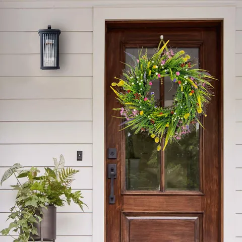 Texas Wildblumenkranz Für Die Haustür Künstlicher Frühlings Sommer Blumenkranz Rustikaler Kunststoff Wohnkultur Wandbehang Dekoration