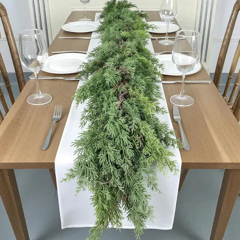 Artificial Christmas Cypress Garland Green Pine Needle 1.8m Garland For Mantle Stairs Table Centerpiece Front Door Holiday Home Decor