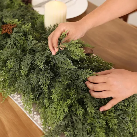 Realistic Soft PE Norfolk Pine Garland Artificial Christmas Greenery Garland For Fireplace Mantle Stairs Table Festive Decor