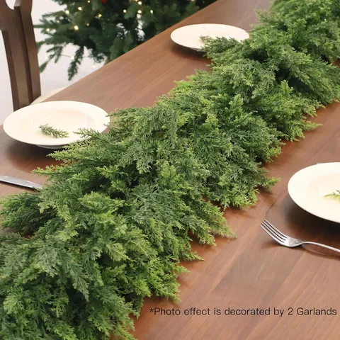 Artificial Norfolk Pine Christmas Garland Real Touch Soft PE Greenery Garland For Mantel Staircase Door Decor Holiday Winter Home Decoration