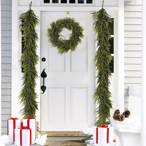 Realistic Norfolk Pine Christmas Garland PE Soft Plastic Greenery For Mantel Stairs Table Holiday Home Party Decoration