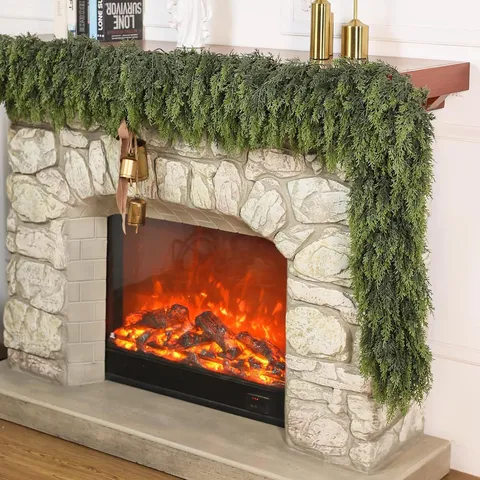 Artificial Norfolk Pine Garland Christmas Greenery Decoration Soft Real Touch PE Pine Needle Garland For Fireplace Mantle Staircase Decor