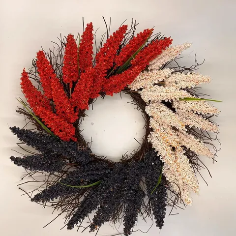Couronne du Jour de l'Indépendance Américaine Rouge Blanc Bleu Grain Décoration de Porte Suspendue Pour le 4 Juillet Maison Mur Entrée