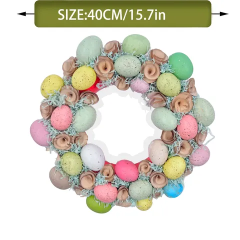 Pastoral Easter Wreath Colorful Spotted Eggs Plastic Decorative Garland Front Door Home Party Spring Festival Ornament