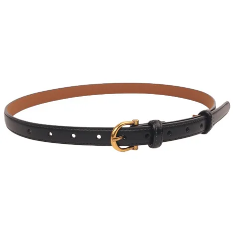 Women's Genuine Leather Belt Fashion Casual Minimalist Waist Belt With Gold Horseshoe Metal Buckle For Jeans Dress