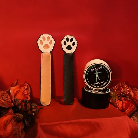 Cute Cat Claw Leather Paddle And Static Tape Set Couple Interactive Novelty Toy Fun Party Prop Accessory