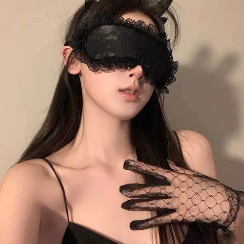 Lace Sleep Eye Mask Women Sexy Shading Blindfold Black Ribbon Soft Eye Cover For Bedroom Night Sleep Travel