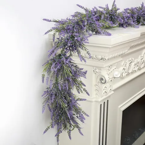 Artificial Lavender Garland Purple Flower Vine For Mothers Day Front Door Stairs Table Wedding Home Garden Decoration
