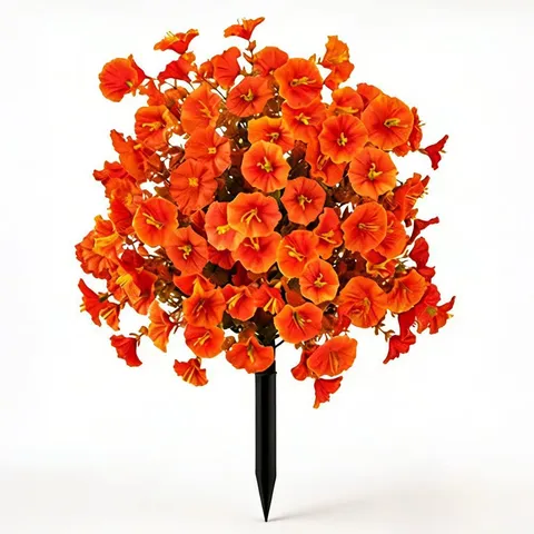Autumn Artificial Eucalyptus Morning Glory Stake Flower Ball Garden Decor Orange Yellow Floral Ground Insert For Outdoor Yard Pathway Harvest Decoration