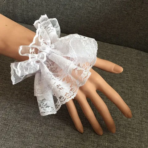 Lolita Korte Kant Polsstulpen Volant Gelaagde Mesh Handschoenen Lieve Meisjes Schattig Dagelijks Feest Kleding Accessoires