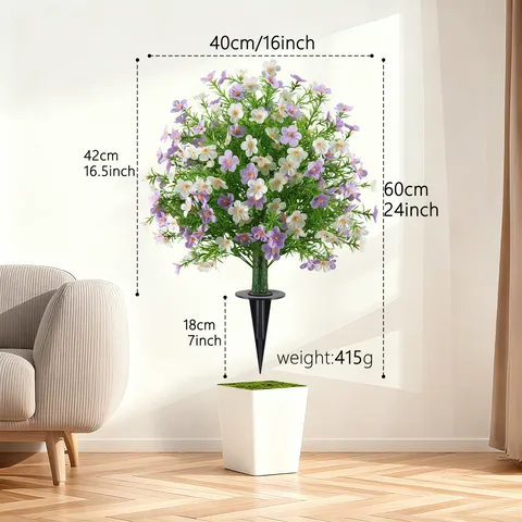 Artificial Milan Flowers Babys Breath Stake Tree Outdoor Garden Yard Decor Plastic Silk Greenery For Wedding Courtyard Lawn Decoration
