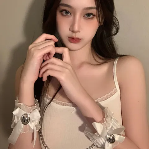 Lace Bow Handcuffs Choker Collar Cosplay Costume Accessories Set Gothic Sexy Role Play Lace Bracelet Jewelry