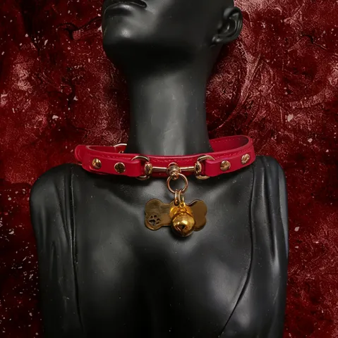 Gothic Punk PU Leather Choker Necklace With Bell Metal Rivets And Buckle Design Fashion Jewelry Gift For Women