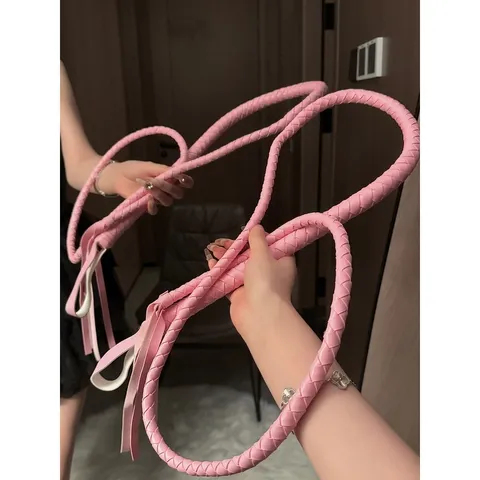 Frusta Nera in Pelle PU Frusta da Equitazione Intrecciata Cosplay Attrezzatura da Cavaliere Fitness Sport Lunga Frusta