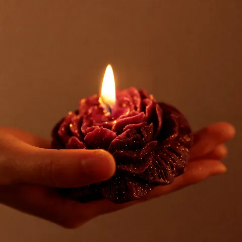 Vela Aromática de Rosa Peonía Dorada Baja Temperatura Cera de Flor Romántica Fragancia Duradera Regalo de Boda Cumpleaños