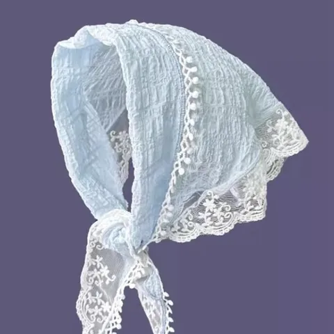 Donna Foulard Triangolare Pizzo Bordo Floreale Bandana Capelli Dolce Boho Copricapo Accessori Foto Vacanze al Mare