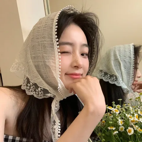 French Vintage Floral Lace Triangle Scarf Women Sweet Headband Hair Band Bag Ribbon Decorative Hair Accessories