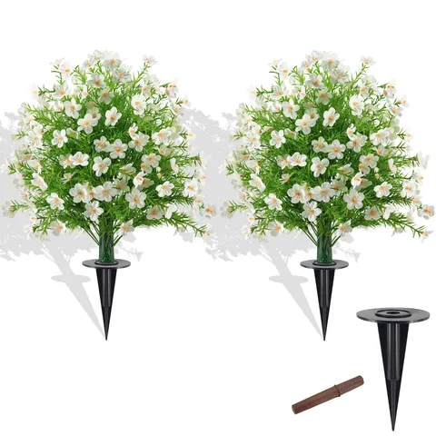 Artificial Milan Flowers Babys Breath Stake Tree Outdoor Garden Yard Decor Plastic Silk Greenery For Wedding Courtyard Lawn Decoration