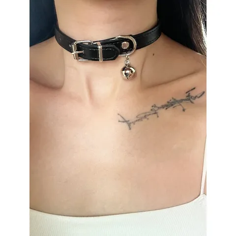 Punk Gothic PU Leather Choker Necklace Bell Claw Bone Pendant Short Collar Women Fashion Jewelry Accessories