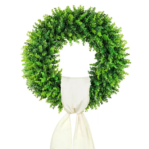 Ghirlanda di Eucalyptus Artificiale per Decorazione Porta Anteriore Pieghevole Primavera Estate Ghirlanda Verde per Fattoria Casa Parete Soggiorno