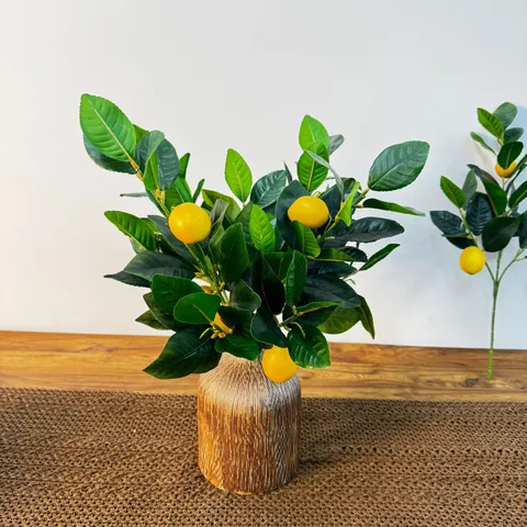 Ramo di Frutta Artificiale di Limone Arancia Realistico in Plastica Finta Pianta in Vaso Per Decorazione da Tavolo Casa