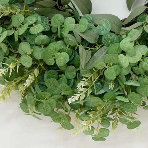 Couronne d'Eucalyptus Artificielle Guirlande de Verdure Pour Décoration de Porte Murale Printemps Été Pour Maison Mariage