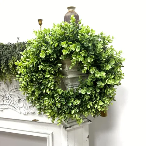 Artificial Green Money Leaf Wreath For Front Door Decor Spring Eucalyptus Leaves Round Garland Home Wall Hanging DIY Ornament