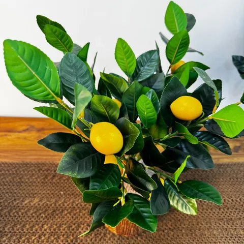 Ramo di Frutta Artificiale di Limone Arancia Realistico in Plastica Finta Pianta in Vaso Per Decorazione da Tavolo Casa