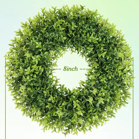 Kunstmatige Buxus Krans Met Witte Strik Lente Zomer Krans Voor Voordeur Buiten Huis Muur Decoratie Eucalyptus Krans