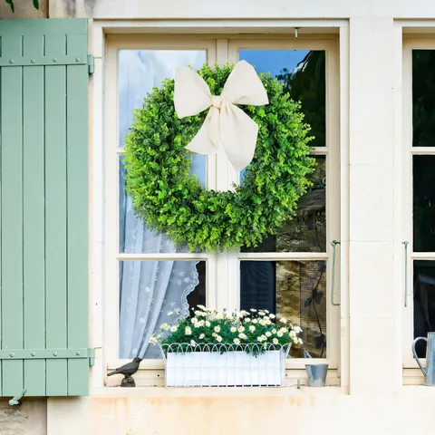 Ghirlanda di Eucalyptus Artificiale per Decorazione Porta Anteriore Pieghevole Primavera Estate Ghirlanda Verde per Fattoria Casa Parete Soggiorno