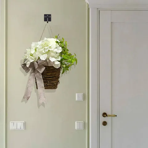 Künstlicher Hortensien Blumenkorb Kranz Rustikale Rattan Türaufhängung Frühling Seide Blumenkranz Für Haus Haustür Wand Veranda Dekoration