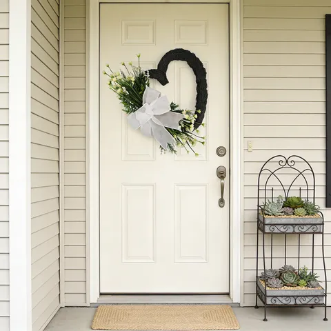 Herzförmiger Künstlicher Blumenkranz Mit Sackleinenschleife Für Die Haustür Muttertag Valentinstag Home Wall Hanging Decor