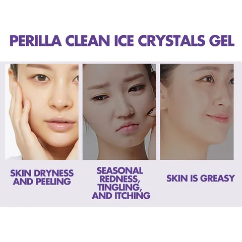 Gel Nettoyant Visage aux Cristaux de Glace Perilla Nettoyage en Profondeur des Pores Exfoliation Douce Lissant Hydratant Soin de la Peau