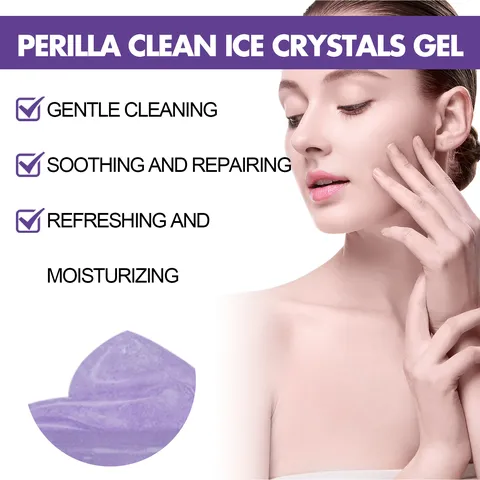 Gel Nettoyant Visage aux Cristaux de Glace Perilla Nettoyage en Profondeur des Pores Exfoliation Douce Lissant Hydratant Soin de la Peau