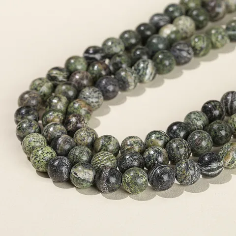 Natuurlijke Groene Zebra Steen Ronde Kralen Voor DIY Armband Sieraden Maken Glad Gepolijst Losse Steen Kralen Accessoires