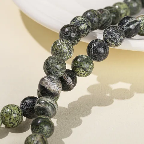 Natuurlijke Groene Zebra Steen Ronde Kralen Voor DIY Armband Sieraden Maken Glad Gepolijst Losse Steen Kralen Accessoires