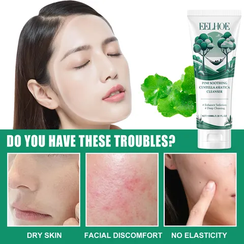 Pine Centella Asiatica Facial Cleanser Deep Pore Cleaning Moisturizing Hydrating Gentle Face Wash Skincare