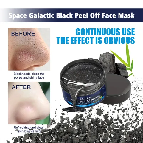 Masque Visage Peel Off Nettoyant en Profondeur au Charbon Actif Élimination des Points Noirs Pores Resserrés Avec Pinceau Soin