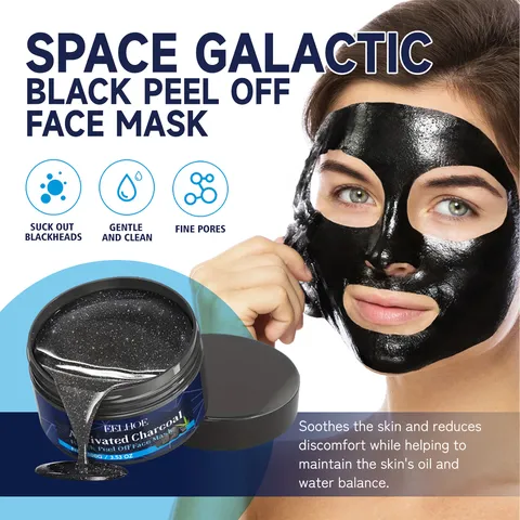 Masque Visage Peel Off Nettoyant en Profondeur au Charbon Actif Élimination des Points Noirs Pores Resserrés Avec Pinceau Soin