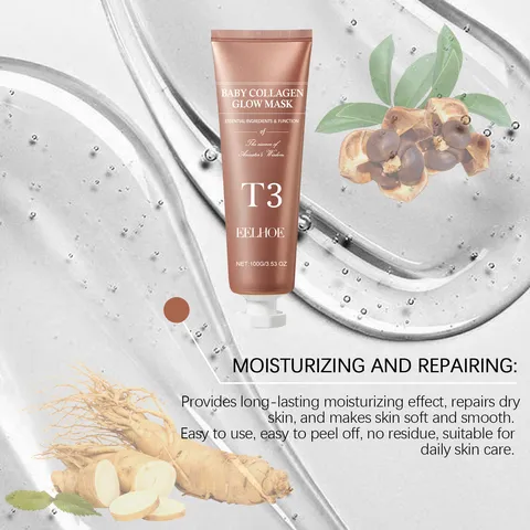 Mascarilla Facial Peel-Off de Colágeno EELHOE Hidratante Profunda Iluminadora Con Pincel