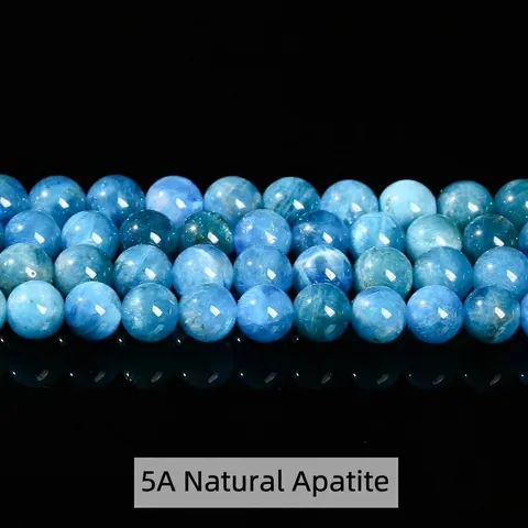 Hilos de Cuentas de Piedra de Apatito Azul Natural Redondas Sueltas para la Creación de Joyas DIY Pulseras Collares Piedras Minerales de Alta Calidad