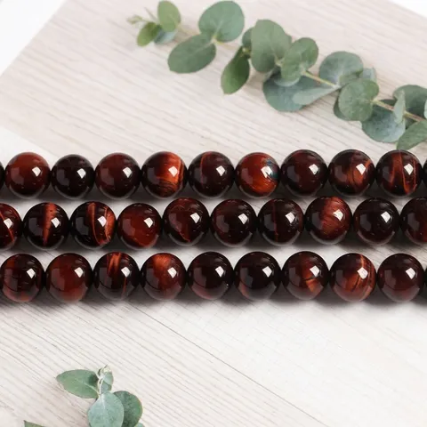 Polished Natural Red Tiger Eye Round Loose Beads For Handmade Jewelry Making Crafts Semi Finished Gemstone Accessories Strand