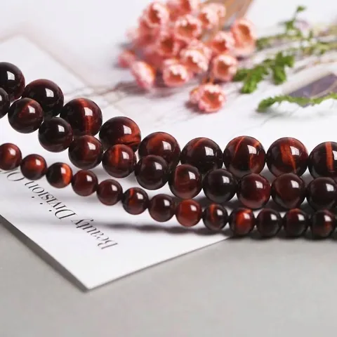 Polished Natural Red Tiger Eye Round Loose Beads For Handmade Jewelry Making Crafts Semi Finished Gemstone Accessories Strand