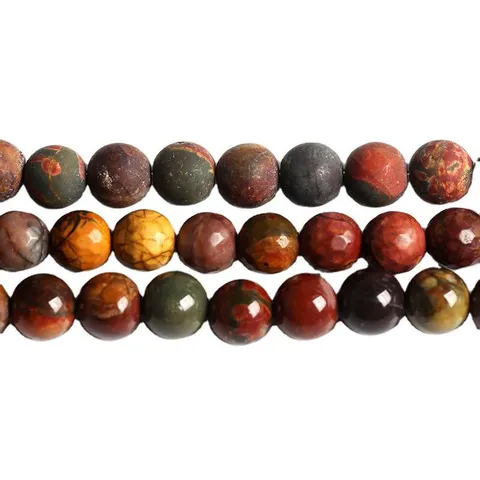 Round Natural Red Pine Stone Loose Beads For DIY Jewelry Making Accessories Jasper Gemstone Strand For Bracelet Necklace Parts